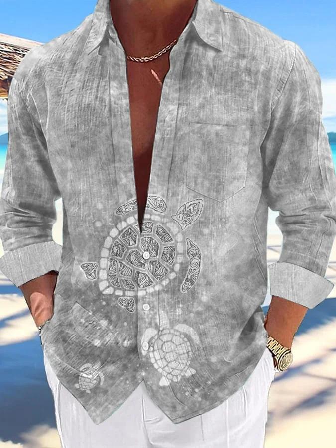 Men's Casual Hawaiian Print Lapel Shirt