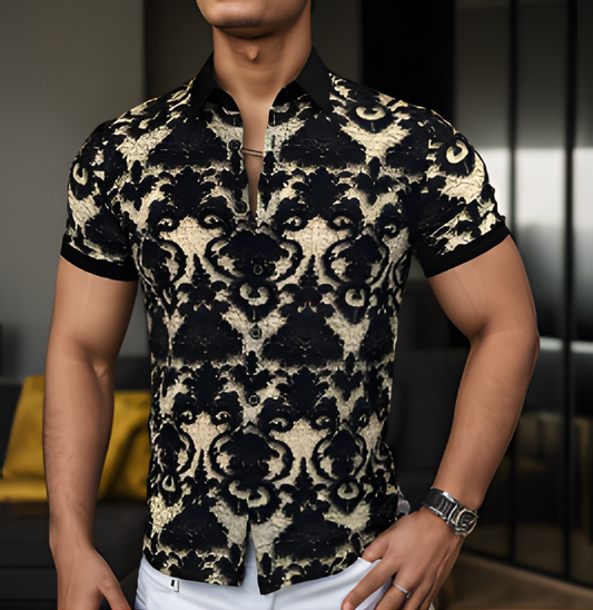 Men's Ice Silk Casual Floral Shirt