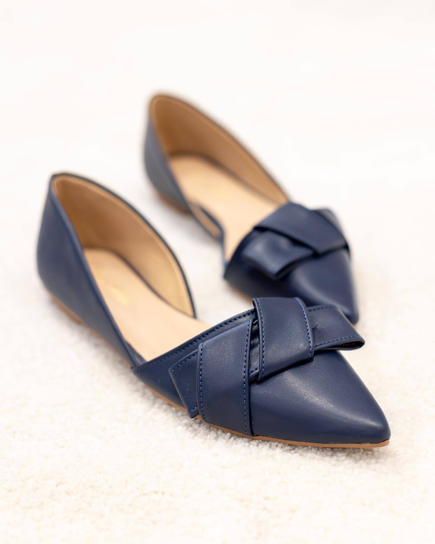 Women's Soft Leather Bow Flats