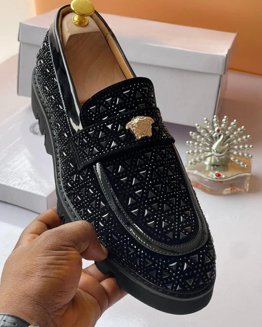 Glittering platform men's loafers