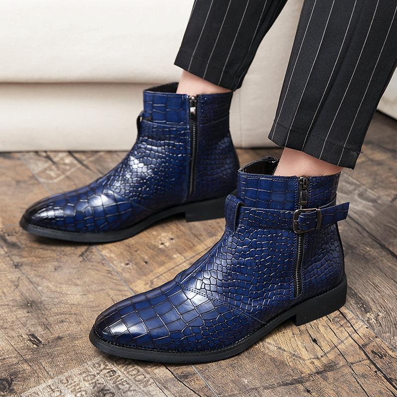 Crocodile-Print Ankle Boots