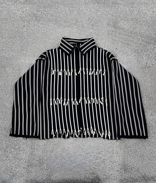 Men's stylish zipper striped coat