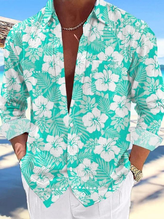 Men's Casual Hawaiian Print Lapel Shirt