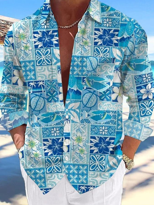 Men's Casual Hawaiian Print Lapel Shirt