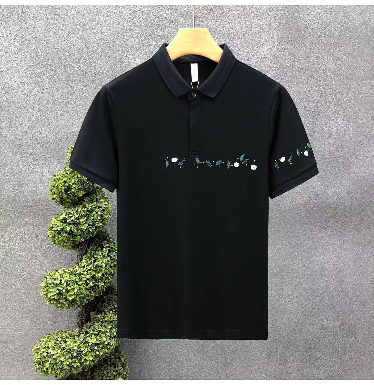 Men's high-end embroidered short-sleeved shirt