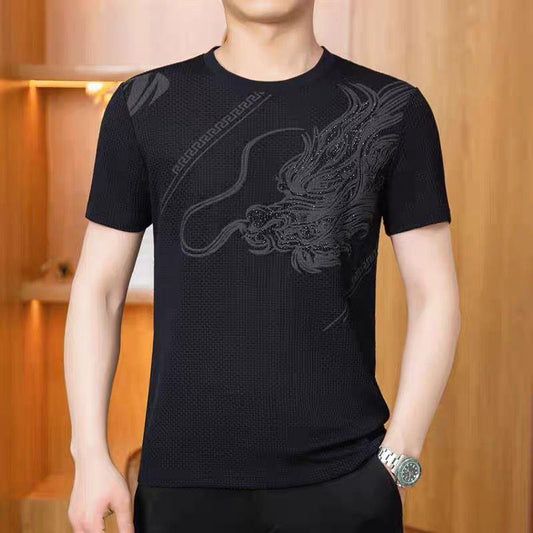 Men's Ice Silk Diamond Dragon T-shirt