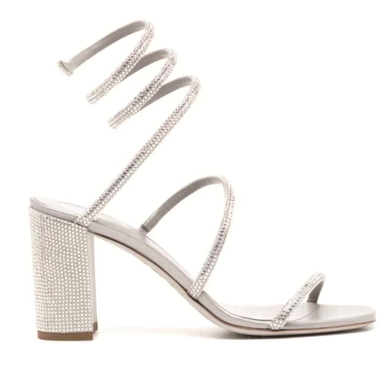 Women's Spring and Summer Rhinestone Cross Strap Casual Sandals