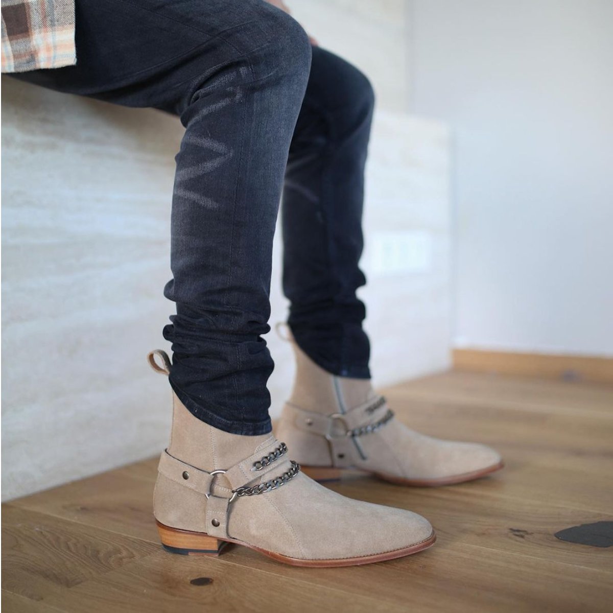 Beige Henrik Harness Boots