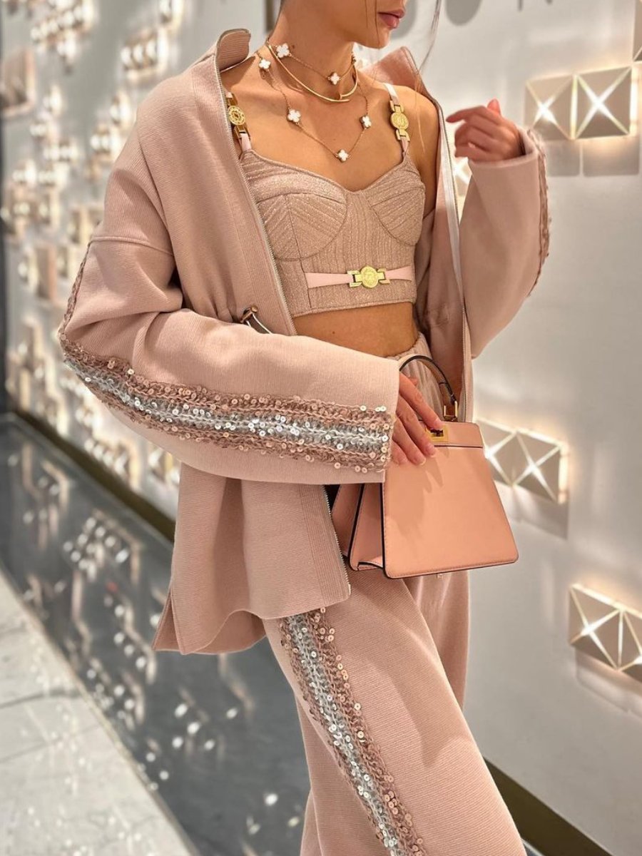 Pink Turtleneck Two-piece Set