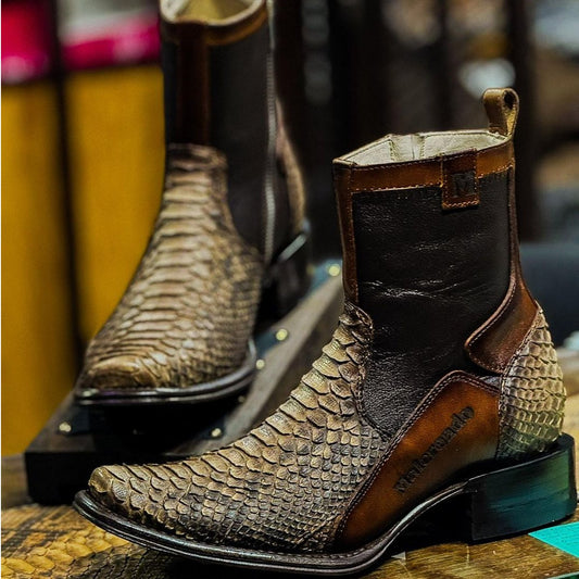 Crocodile Leather Textured Men's Boots