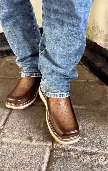 Men's Natural Leather Cowboy Boots