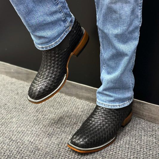 S1 Woven Textured Leather Boots