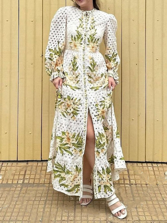 SS24 Floral Long Sleeve Midi Dress