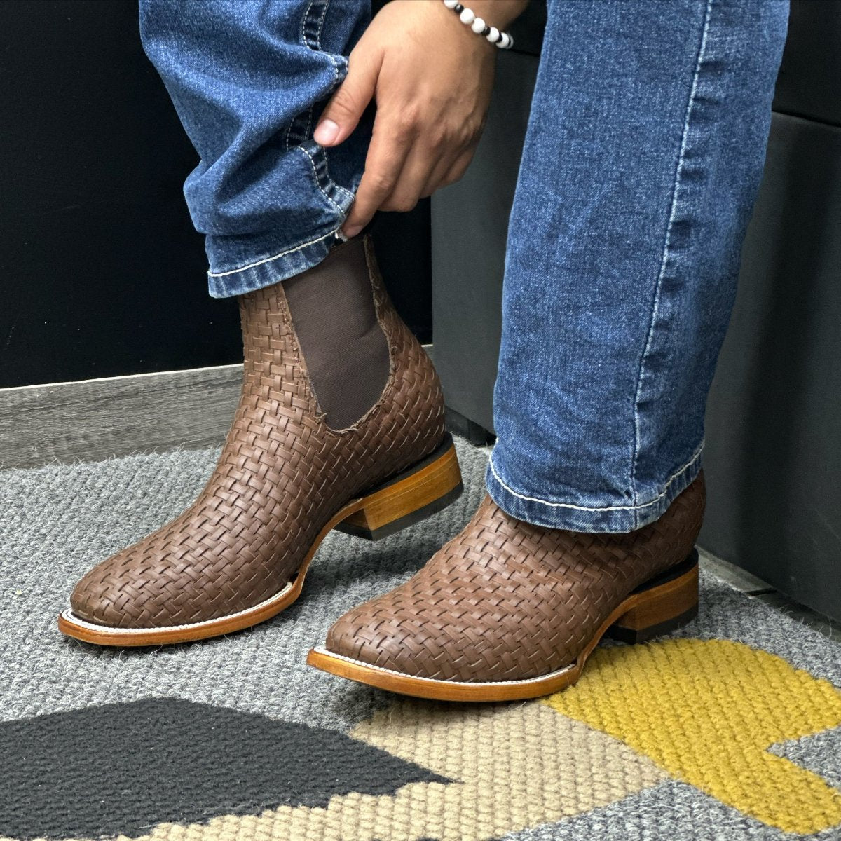 S1 Woven Textured Leather Boots