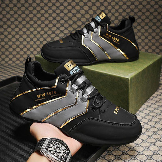 2023 Spring new black and gold all-match thick-soled daddy shoes