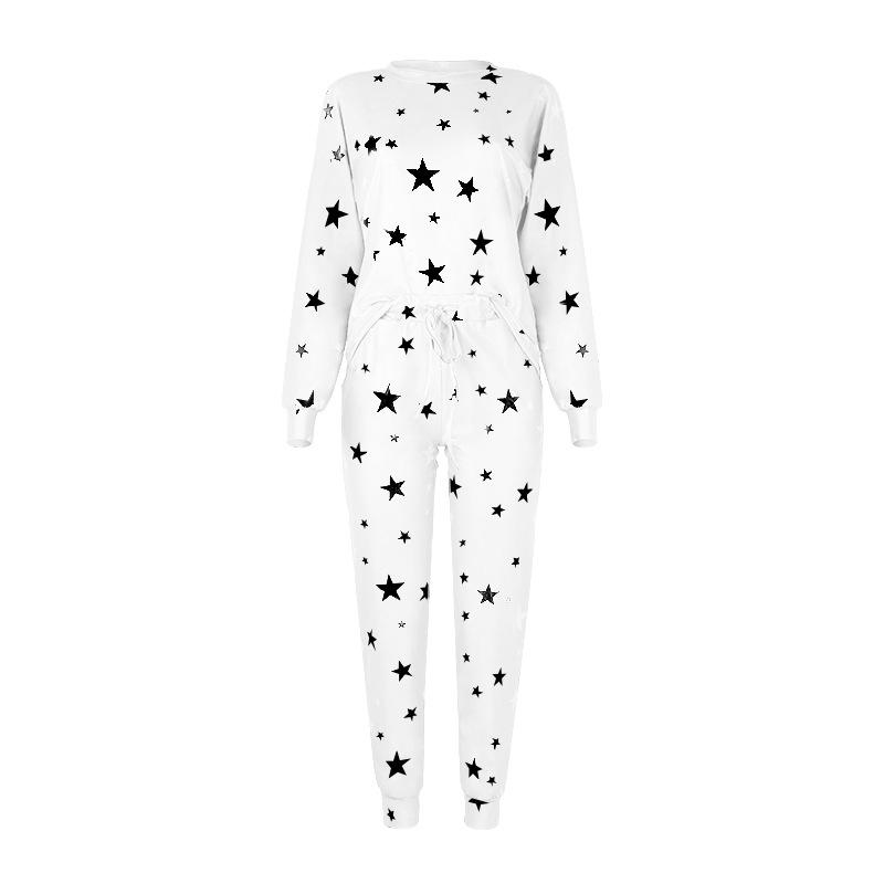 Star Print Long-sleeved Casual Home Service Set